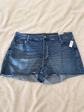 Old Navy Plus Size 26 Sky-Hi A-Line Denim Shorts High Rise Raw Hem NWT